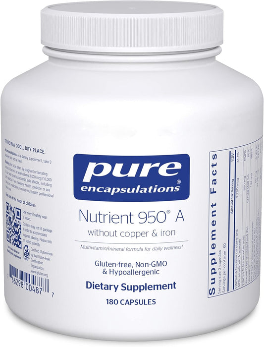 Nutrient 950 without Copper and Iron 180 vegetarian capsules by Pure Encapsulations