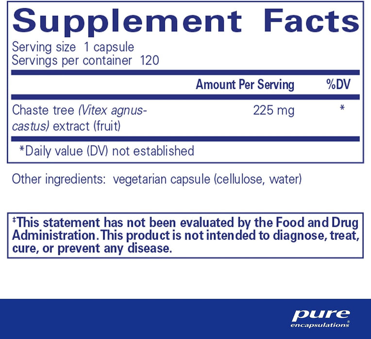 Chaste tree Vitex 120 vegetarian capsules by Pure Encapsulations