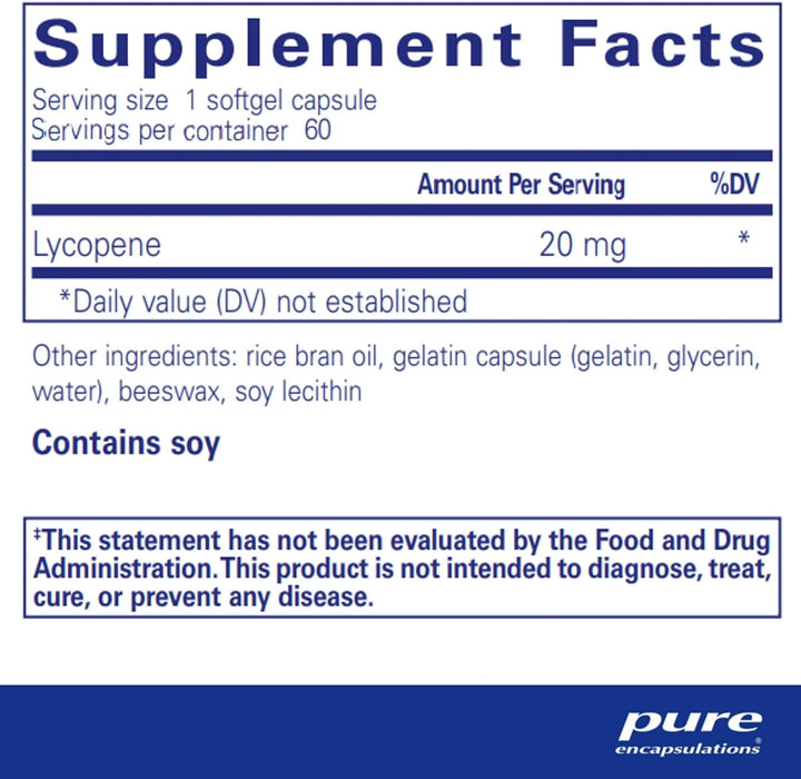 Lycopene 20 mg 60 softgels by Pure Encapsulations