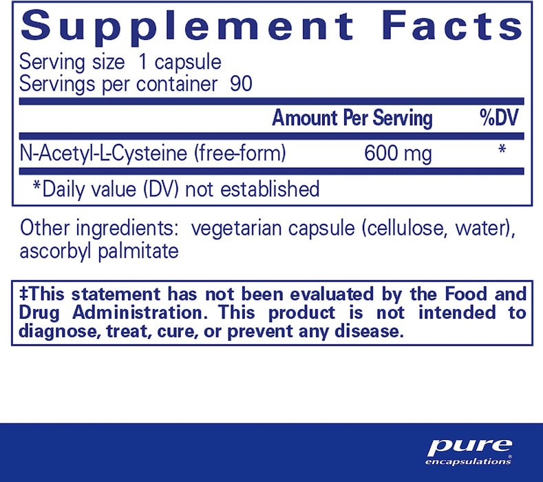 NAC 600 mg 90 vegetarian capsules by Pure Encapsulations