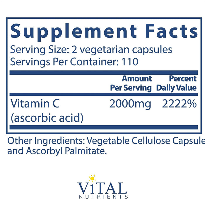 Vitamin C 1000 mg 120 vegetarian capsules by Vital Nutrients