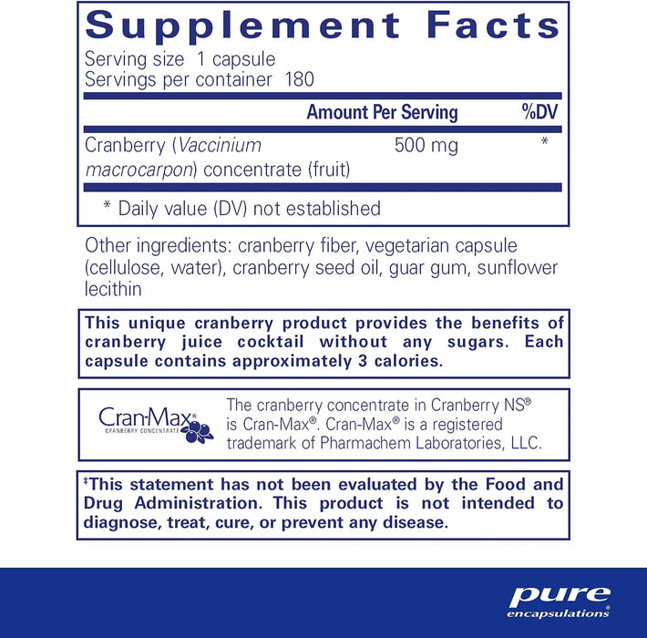 Cranberry NS 500 mg 180 vegetarian capsules by Pure Encapsulations
