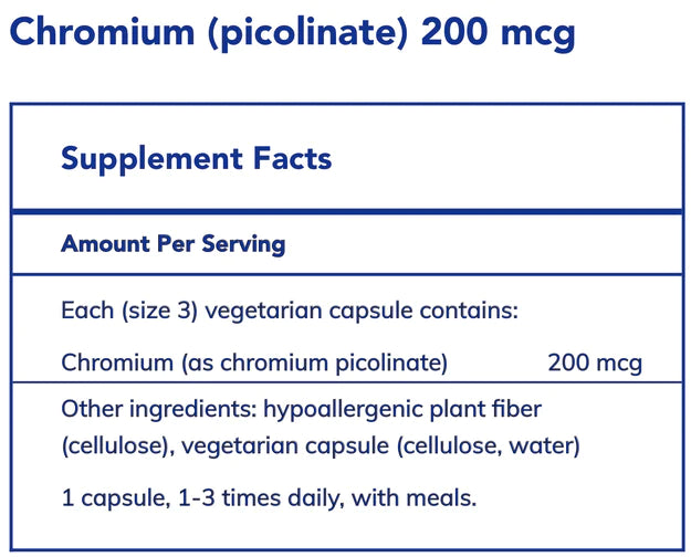 Chromium picolinate 200 mcg 180 vegetarian capsules by Pure Encapsulations