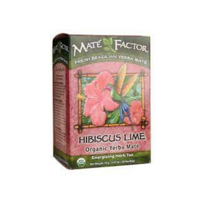 Yerba Mate Organic Tea Box Hibiscus Lime 20 Bags by Mate Factor