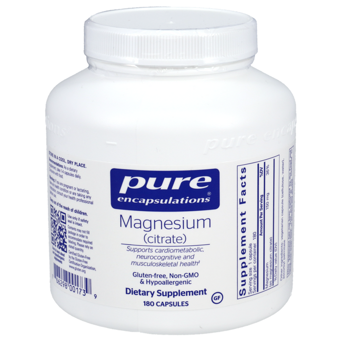Magnesium citrate 150 mg 180 vegetarian capsules by Pure Encapsulations