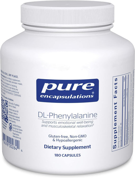 DL-Phenylalanine 500 mg 180 vegetarian capsules by Pure Encapsulations