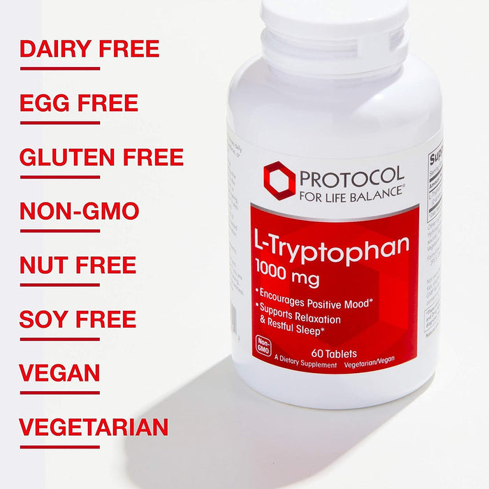 Tryptophan 1000 mg 60 tablets by Protocol For Life Balance