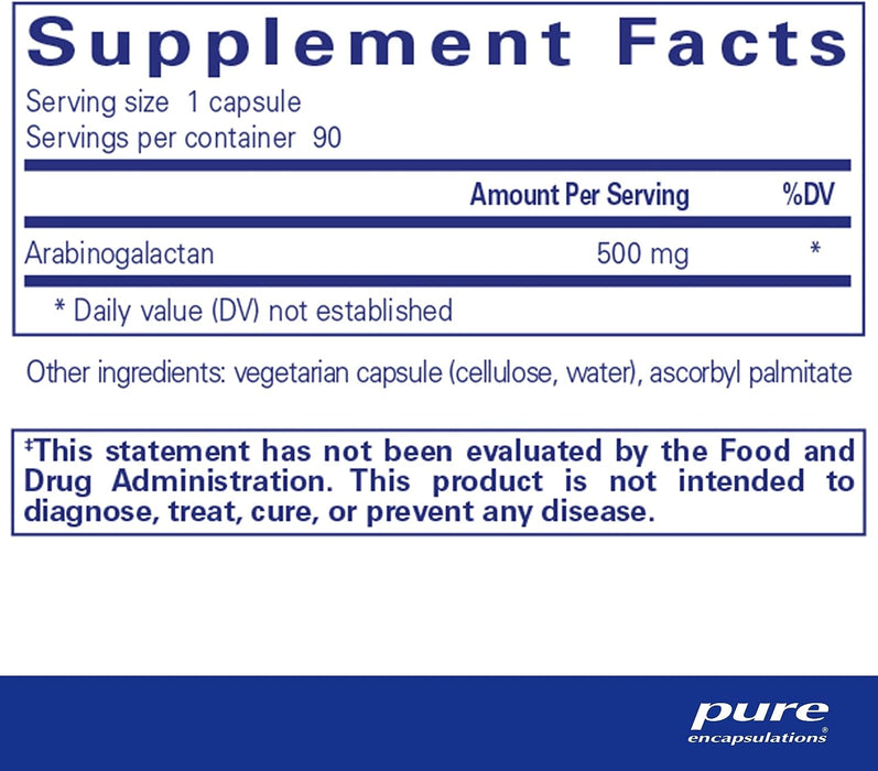 Arabinogalactan 500 mg 90 vegetarian capsules by Pure Encapsulations