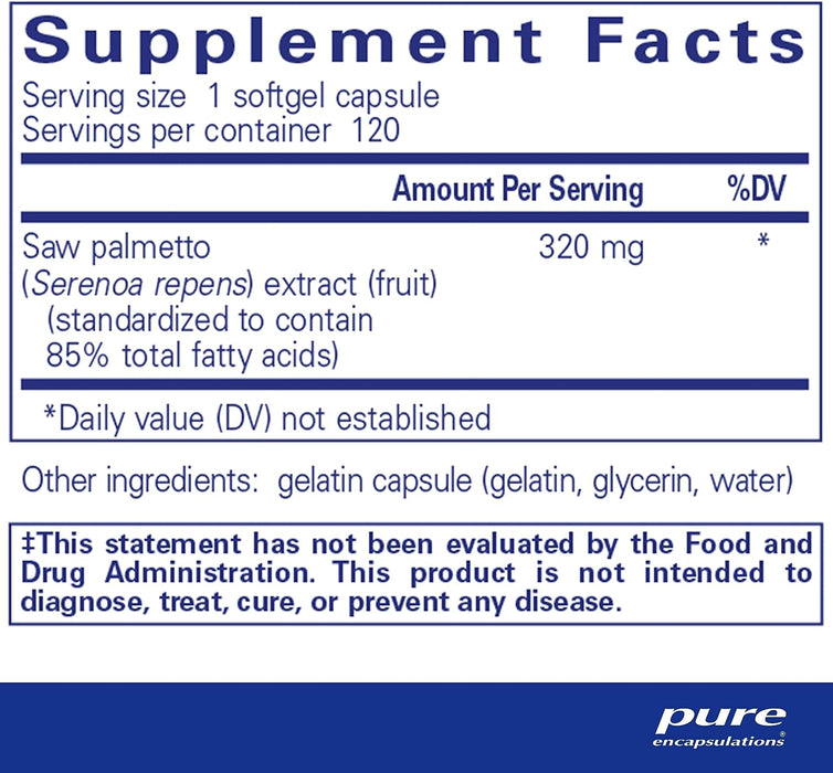 Saw Palmetto 320 120 softgels by Pure Encapsulations