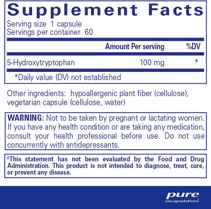 5-HTP 100 mg 60 vegetarian capsules by Pure Encapsulations