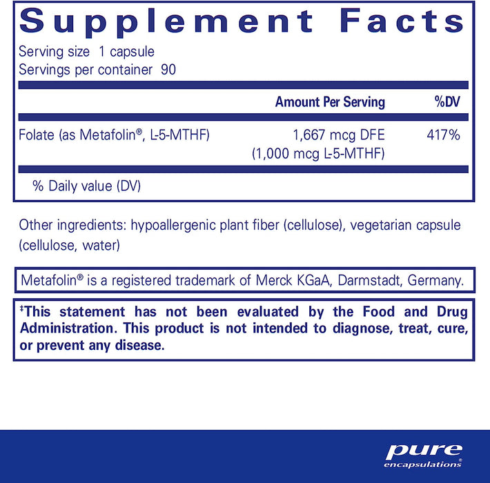 Folate 1,000 90 capsules by Pure Encapsulations