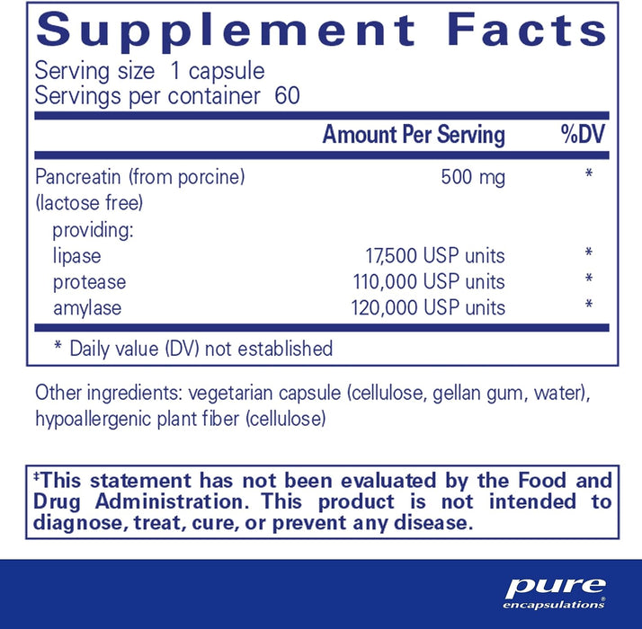 Pancreatic Enzyme Formula 60 vegetarian capsules by Pure Encapsulations