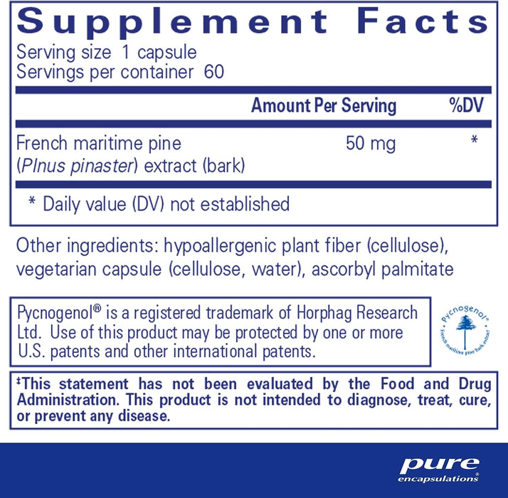 Pycnogenol 50 mg 60 vegetarian capsules by Pure Encapsulations