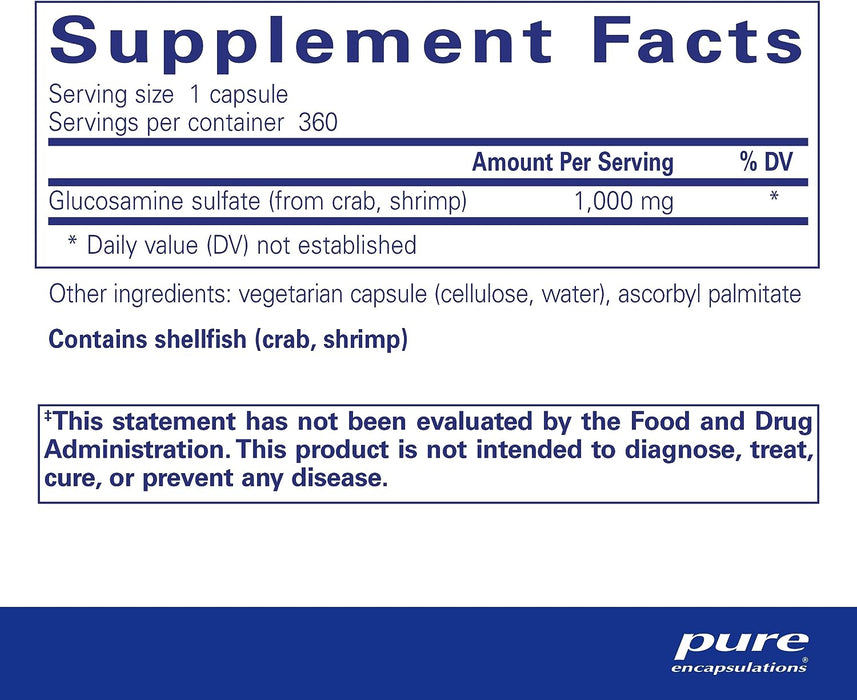 Glucosamine Sulfate 1000 mg 360 vegetarian capsules by Pure Encapsulations