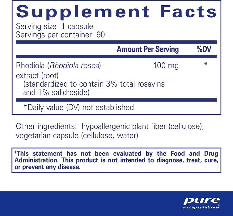 Rhodiola Rosea 100 mg 90 vegetarian capsules by Pure Encapsulations
