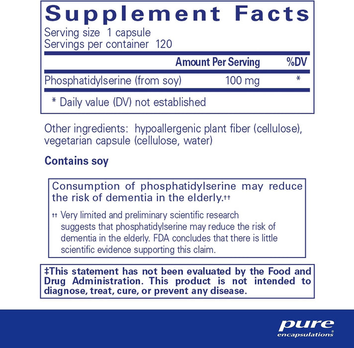 PS 100 100 mg 120 vegetarian capsules by Pure Encapsulations