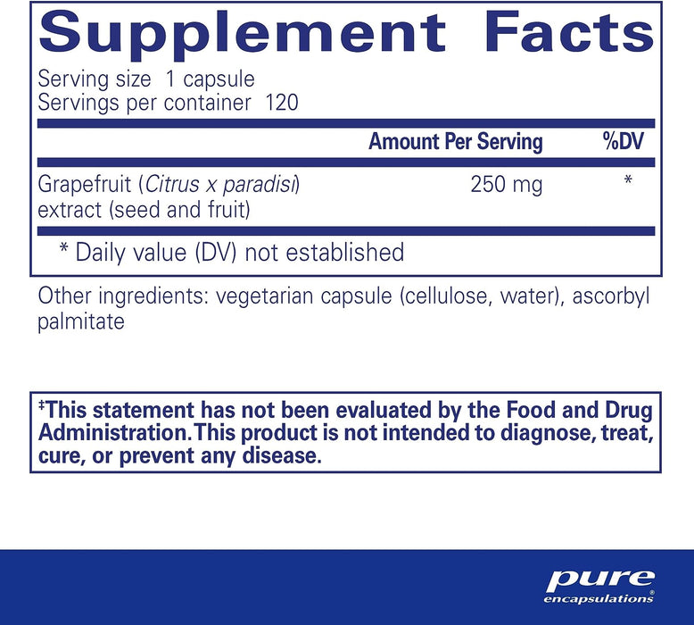 Grapefruit Seed Extract 250 mg 120 vegetarian capsules by Pure Encapsulations