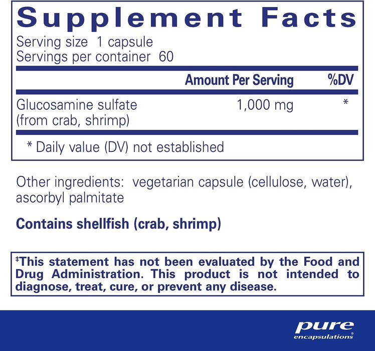 Glucosamine Sulfate 1000 mg 180 vegetarian capsules by Pure Encapsulations