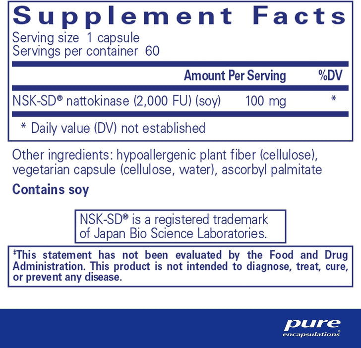 NSK-SD Nattokinase 100 mg 60 Capsules by Pure Encapsulations