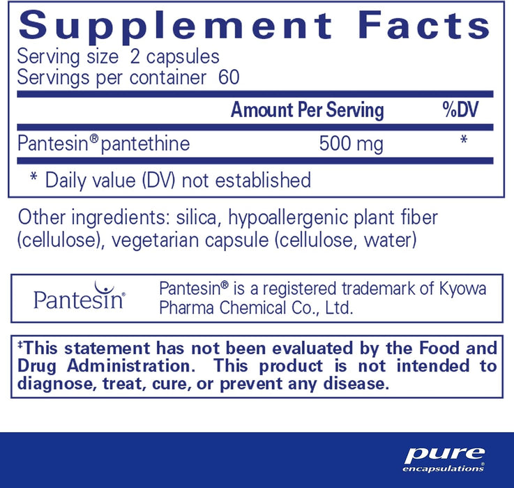Pantethine 250 mg 120 vegetarian capsules by Pure Encapsulations