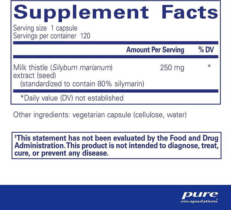 Silymarin 250 mg 120 vegetarian capsules by Pure Encapsulations