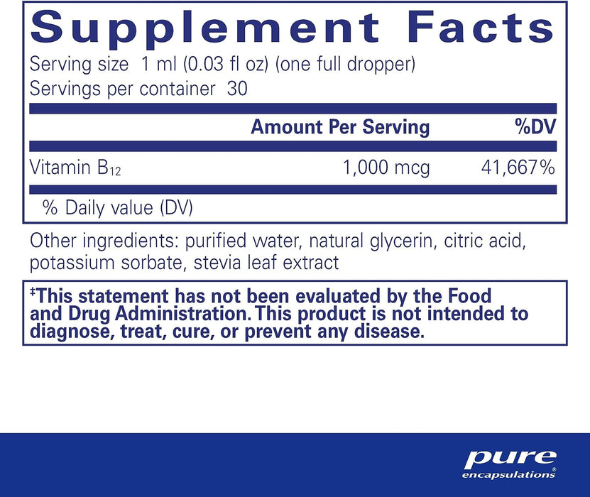 B12 Liquid 1,000 mcg 30 ml - Pure Encapsulations