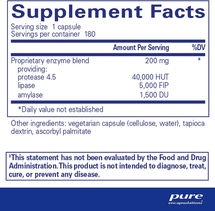 Pancreatic Enzyme Formula 180 vegetarian capsules by Pure Encapsulations