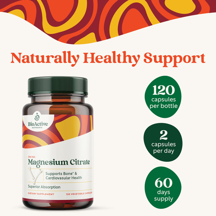 Magnesium Citrate 300 mg | 120 caps by BioActive Nutrients