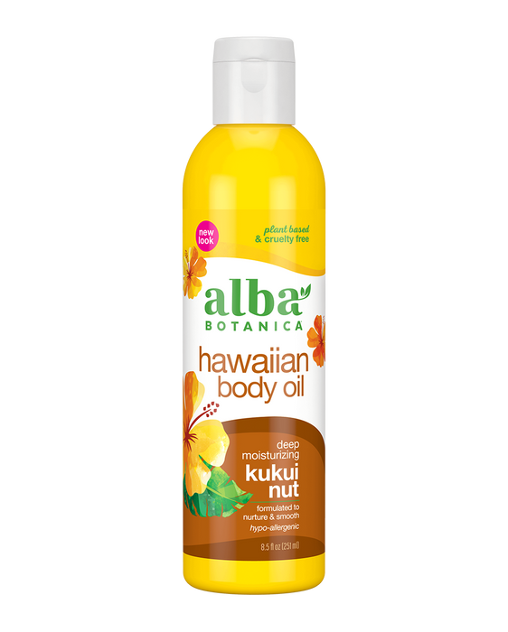 Hawaiian Body Oil Kukui Nut 8.5 oz by Alba Botanica