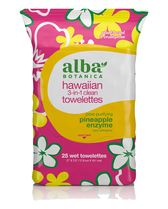 Hawaiian 3-in-1 Clean Towelettes 25ct by Alba Botanica