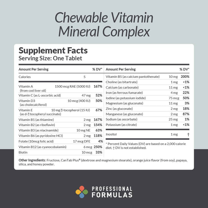 Chewable Vitamin Mineral Complex 90 tabs by Professional Complementary Health Formulas