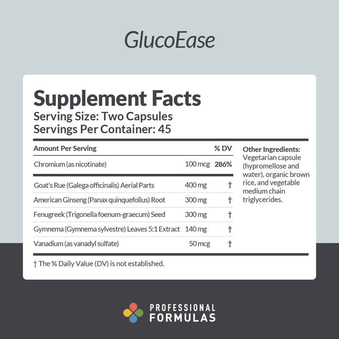 GlucoEase 90 Capsules by Professional Complimentary Health Formulas