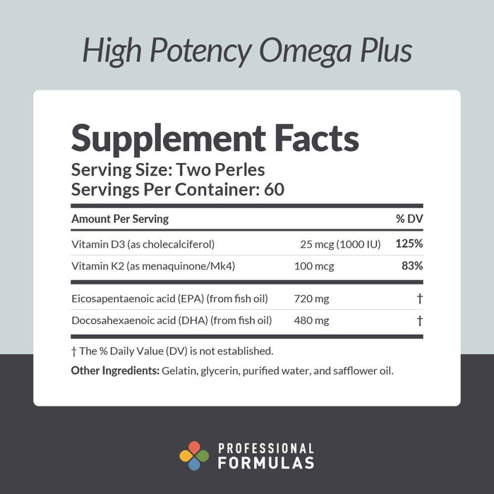 High Potency Omega Plus 120 perles by Professional Complementary Health Formulas