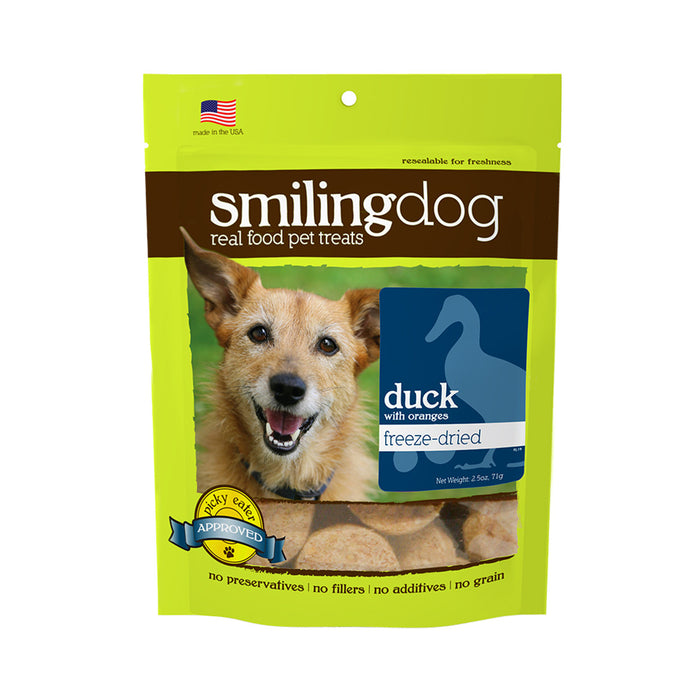 Smiling Dog Treats Freeze Dried Duck 2.5 oz by Herbsmith