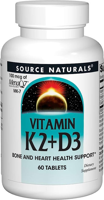 Vitamin K2 100 mcg with 400 IU D-3 60 tablets by Source Naturals