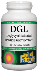 DGL Deglycyrrhizinated Licorice Root 180 Chewables by Natural Factors