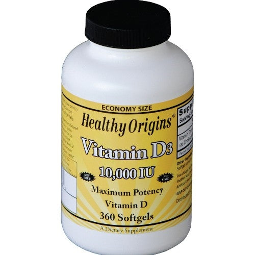 Vitamin D3 10,000iu Olive Oil 360 Softgels by Healthy Origins