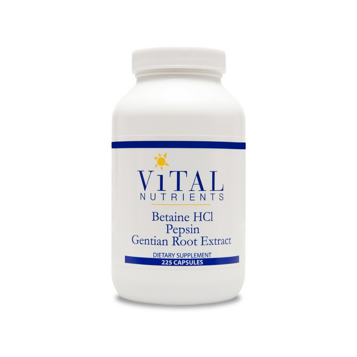 Betaine HCL Pepsin & Gentian Root 225 capsules by Vital Nutrients
