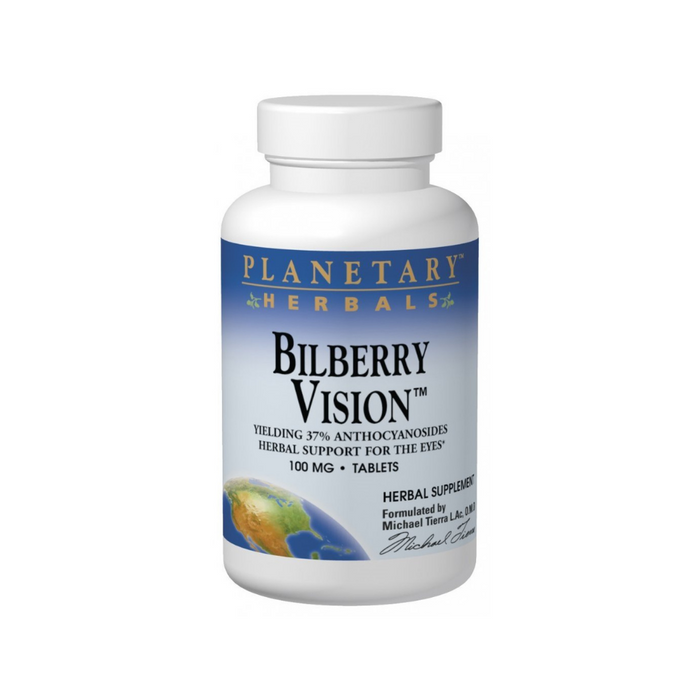 Bilberry Vision 100mg Std 37% Anthocyanocides 60 Tablets by Planetary Herbals