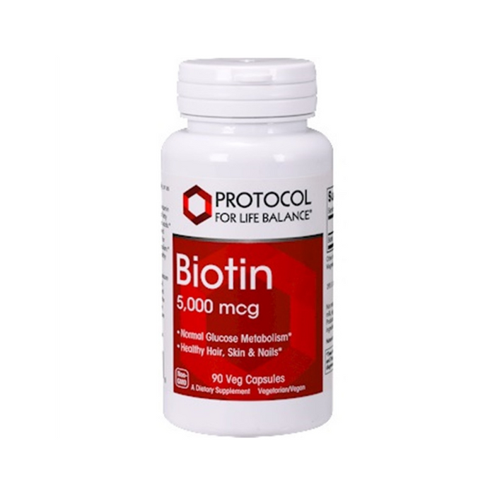 Biotin 5000 mcg 90 vegetarian capsules by Protocol For Life Balance