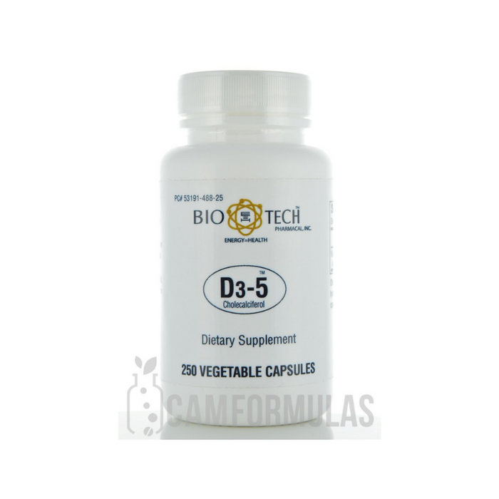 D3-5 Cholecalciferol 5000 IU 250 vegetable capsules by BioTech Pharmacal
