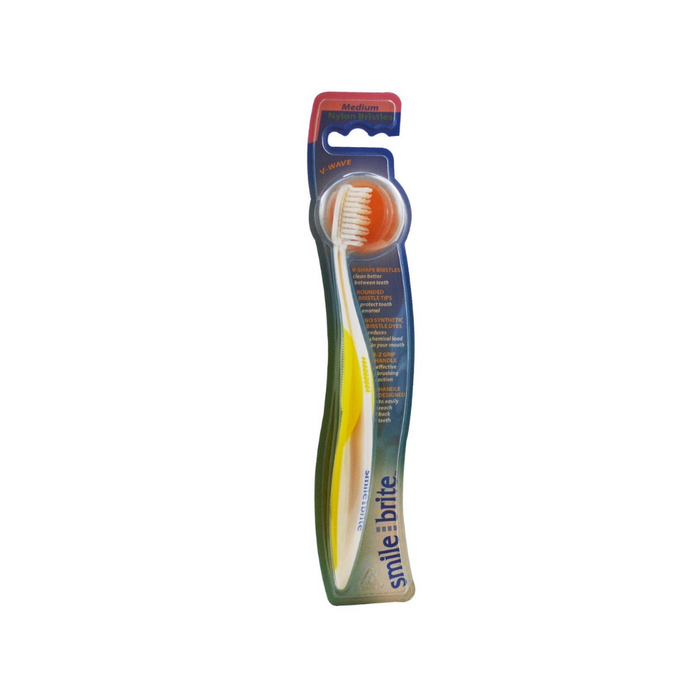 Fixed Head Nylon Toothbrush V-Wave Medium 1 Units by Smile Brite