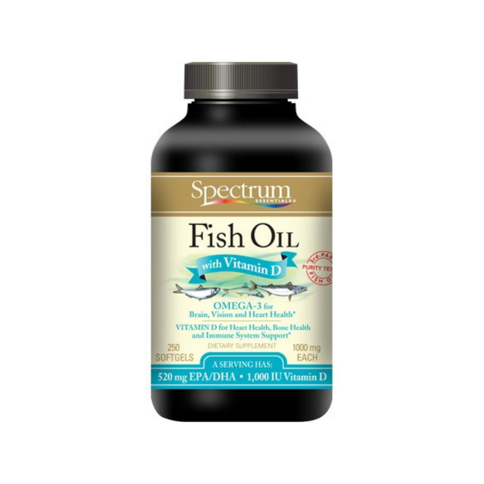 Fish Oil D 1000mg 250 Softgels by Spectrum Essentials