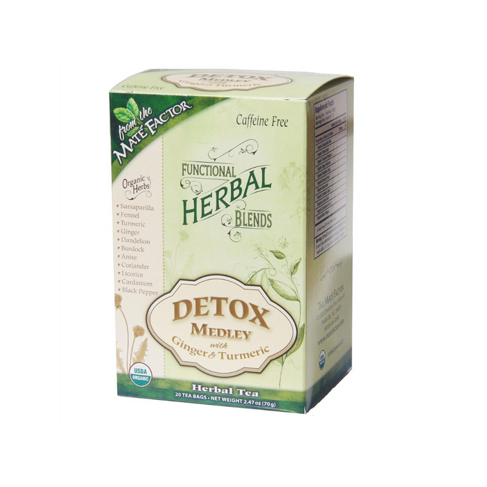 Functional Herbal Blends Detox Medley with Turmeric 20 Bags by Mate Factor