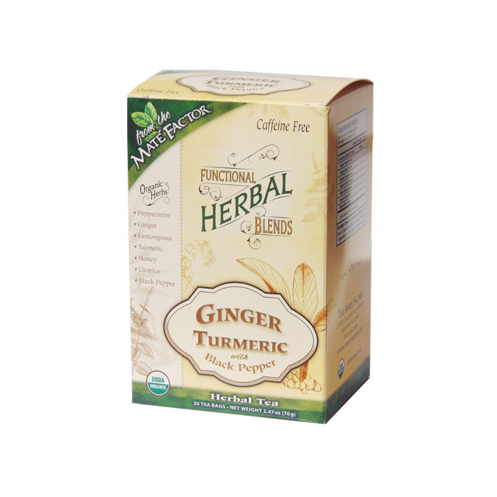 Functional Herbal Blends Ginger Turmeric with Black Pepper 20 Bags by Mate Factor