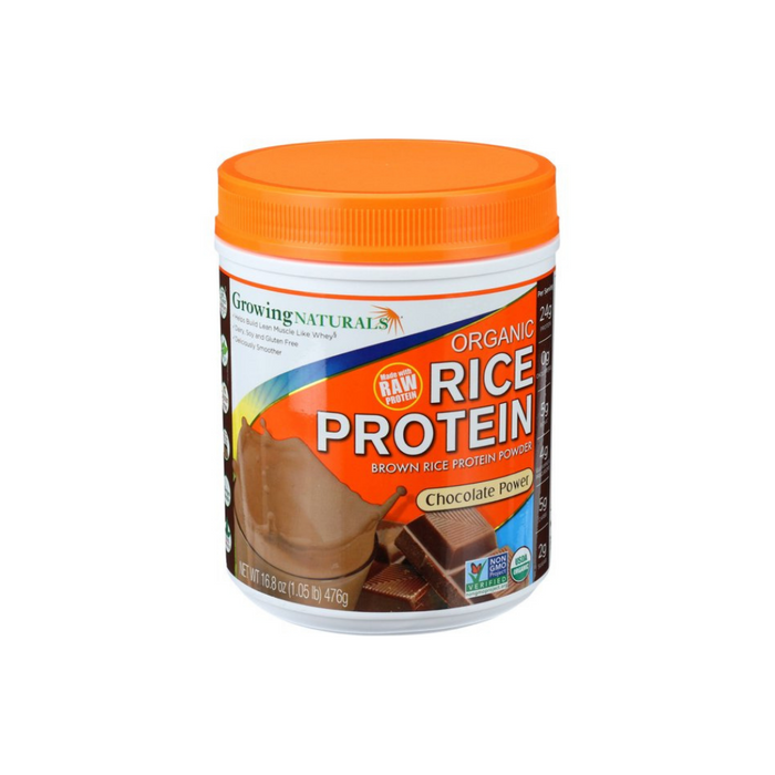 Rice Protein Powder Chocolate Organic 1 Lb by Growing Naturals