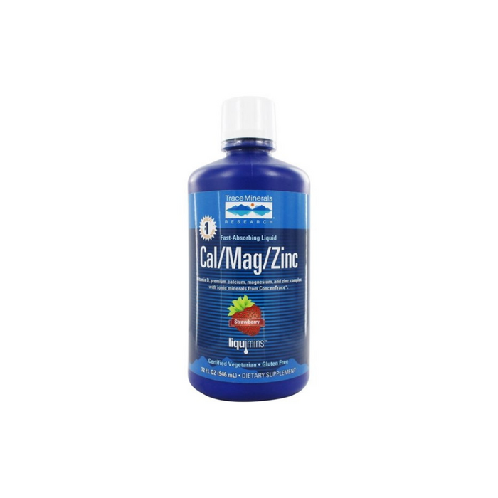 Liquid Cal-Mag-Zinc-Strawberry 32 oz by Trace Minerals Research