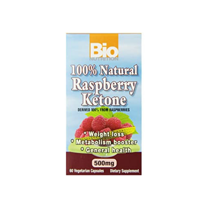 Raspberry Ketones 100% Natural 500mg 60 Vegetarian Capsules by Bio Nutrition