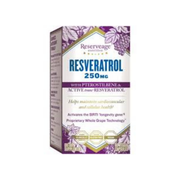 Resveratrol w- Pterostilbene 250 mg 60 vegetarian capsules by Reserveage