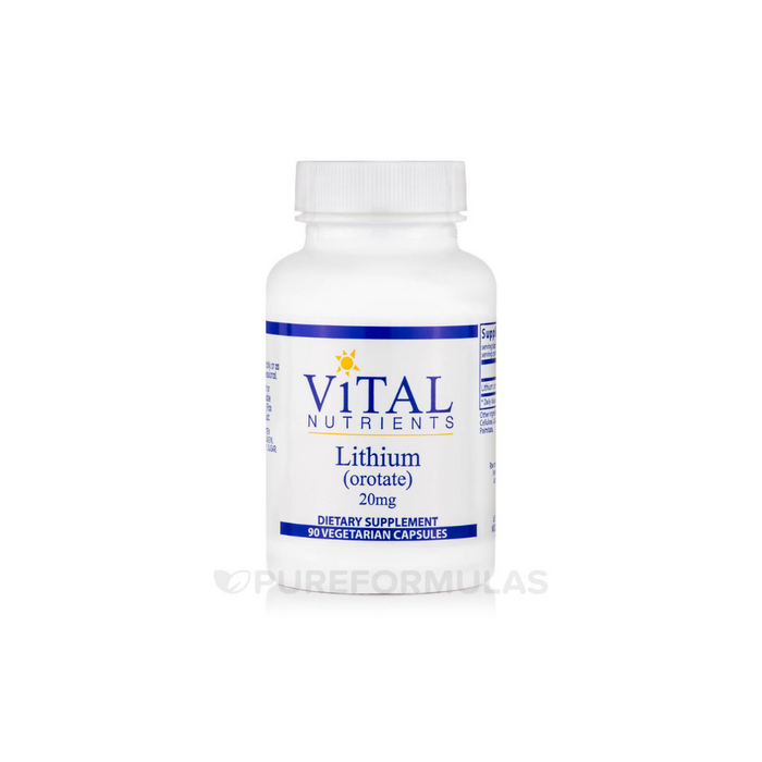 Lithium orotate 20 mg 90 vegetarian capsules by Vital Nutrients